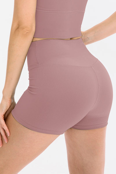 High Waist Ribbed Yoga Shorts