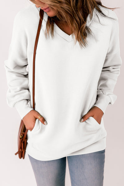 V-Neck Dropped Shoulder Sweatshirt