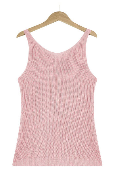 Sleeveless V-Neck Ribbed Top