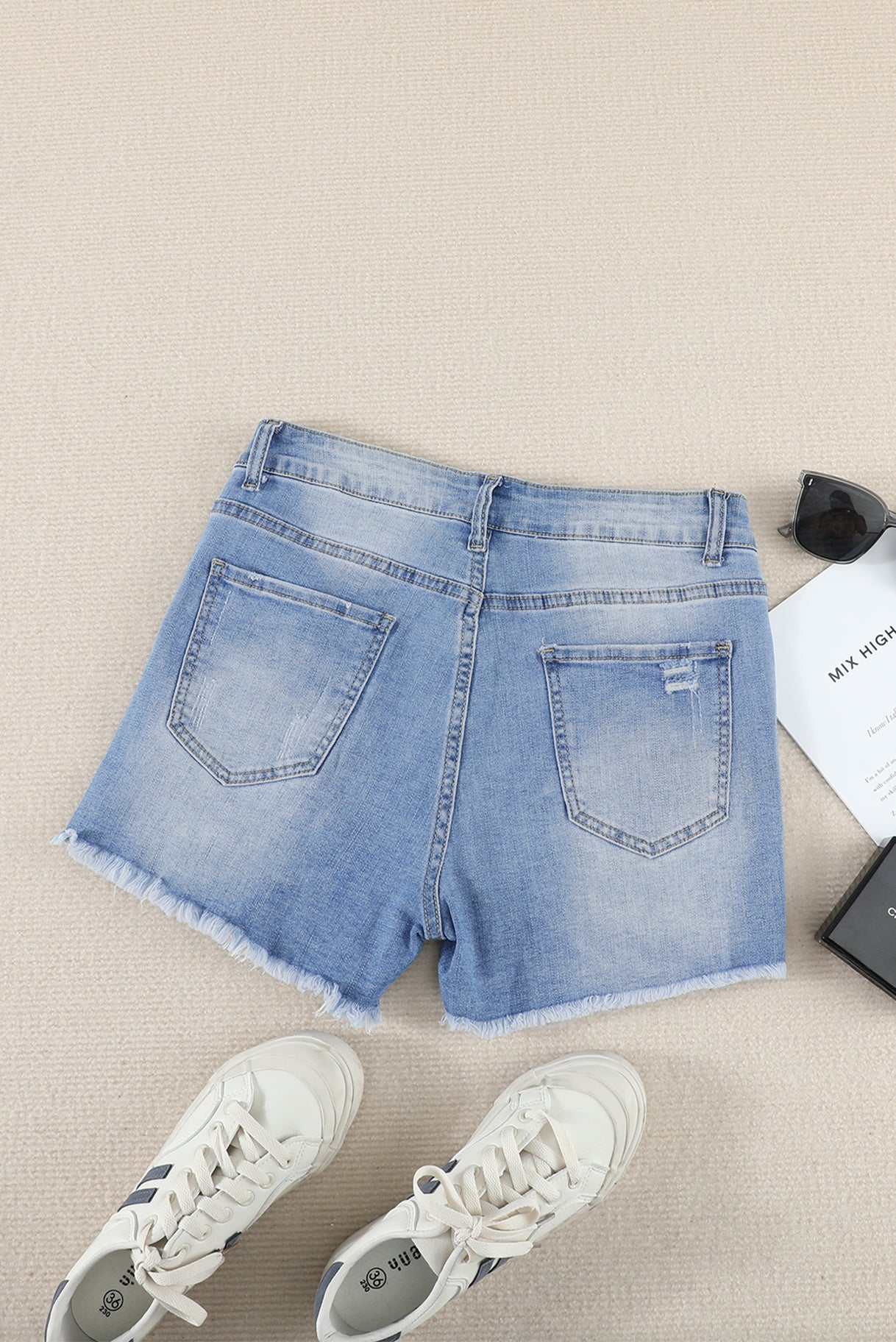 Frayed Hem Denim Shorts