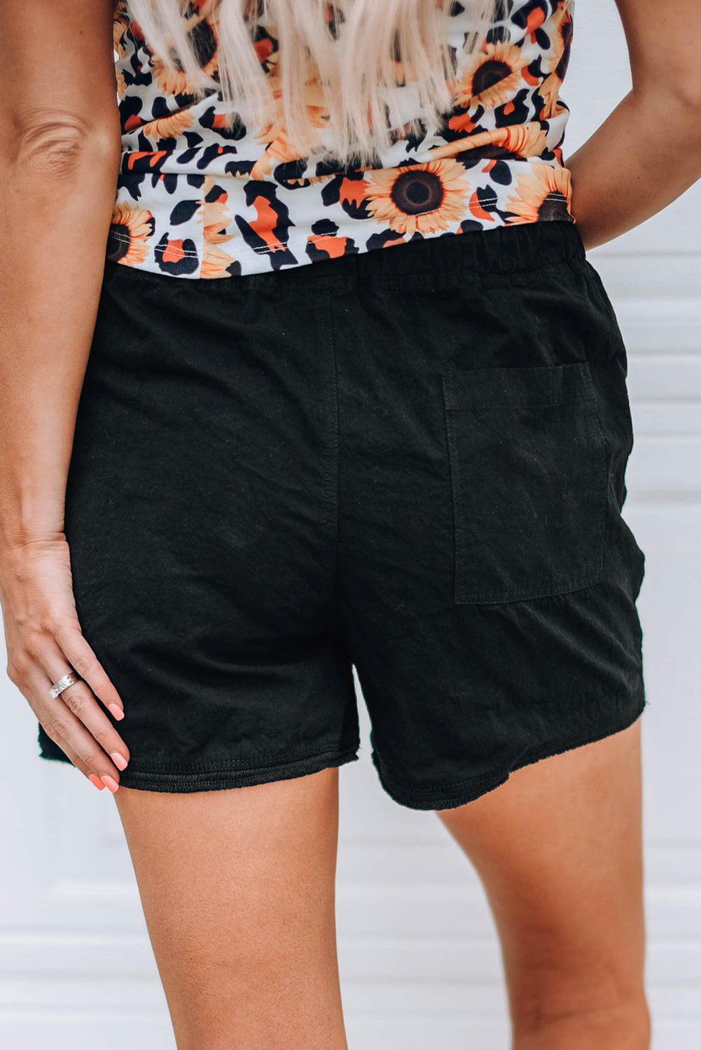 Raw Hem Pocketed Drawstring Shorts