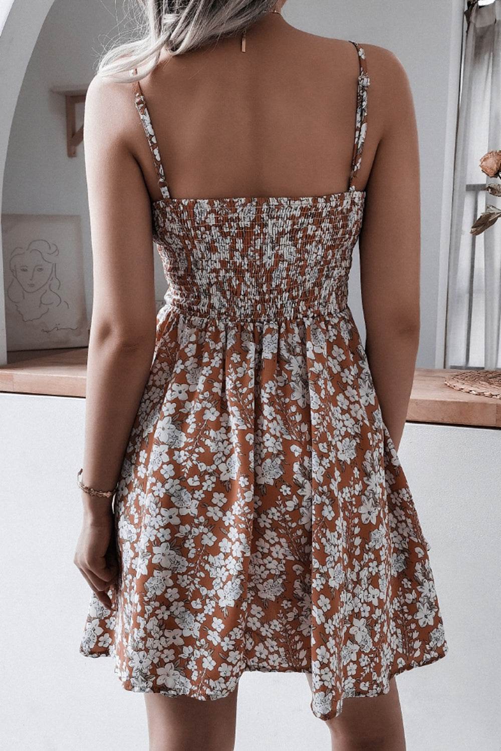 Floral Spaghetti Strap Layered Mini Dress