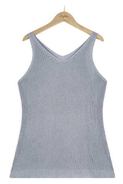 Sleeveless V-Neck Ribbed Top