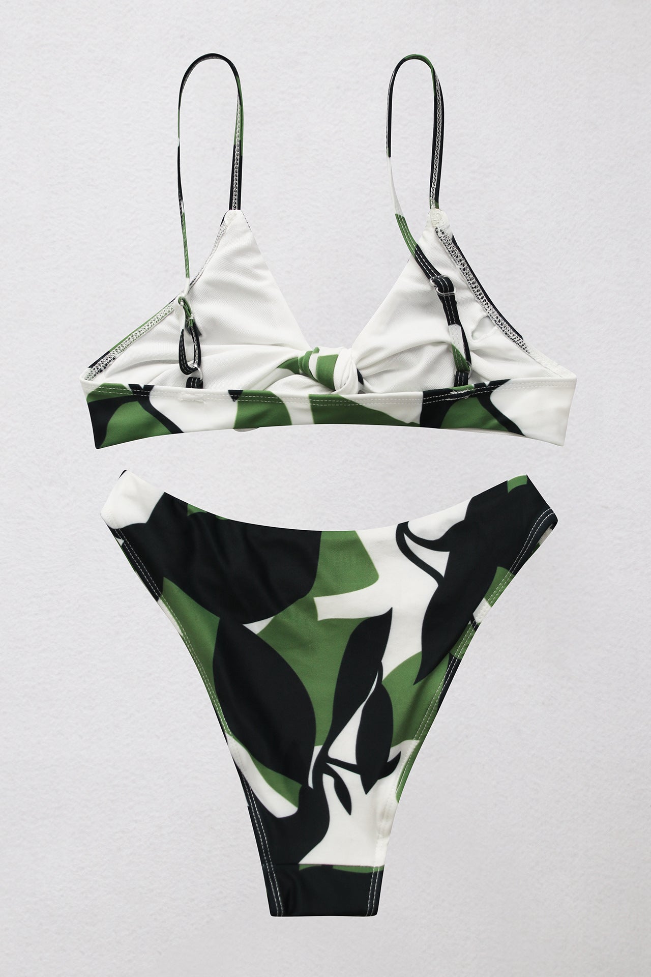 Printed Tie Front Spaghetti Strap Bikini Set