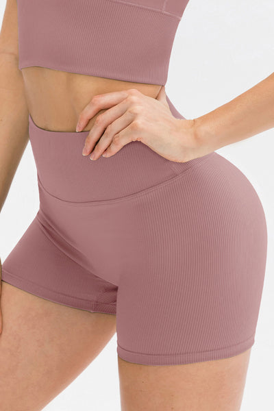 High Waist Ribbed Yoga Shorts