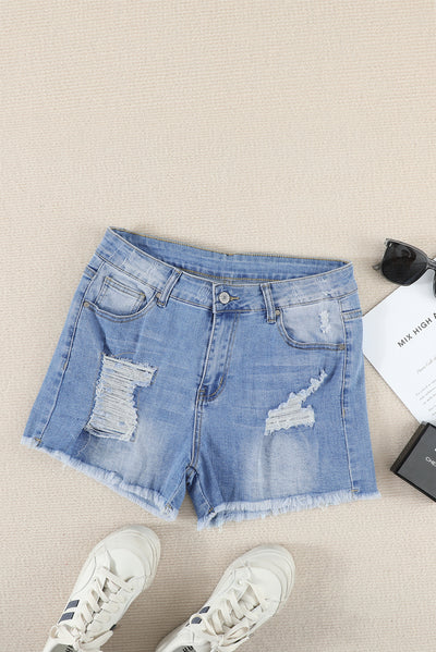 Frayed Hem Denim Shorts