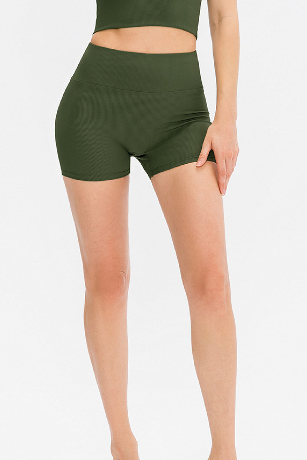 High Waist Ribbed Yoga Shorts