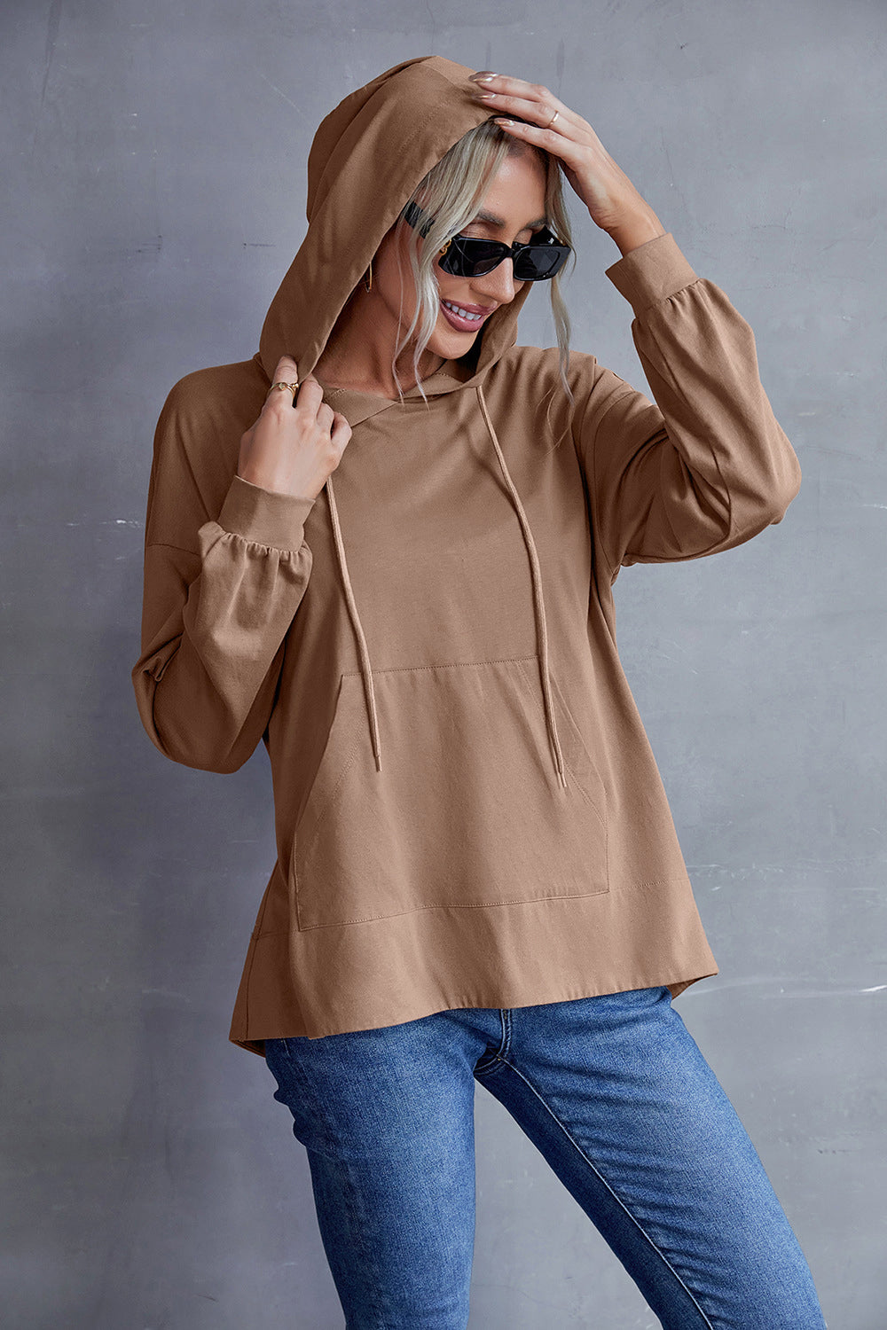 Box Pleated Drawstring Hoodie