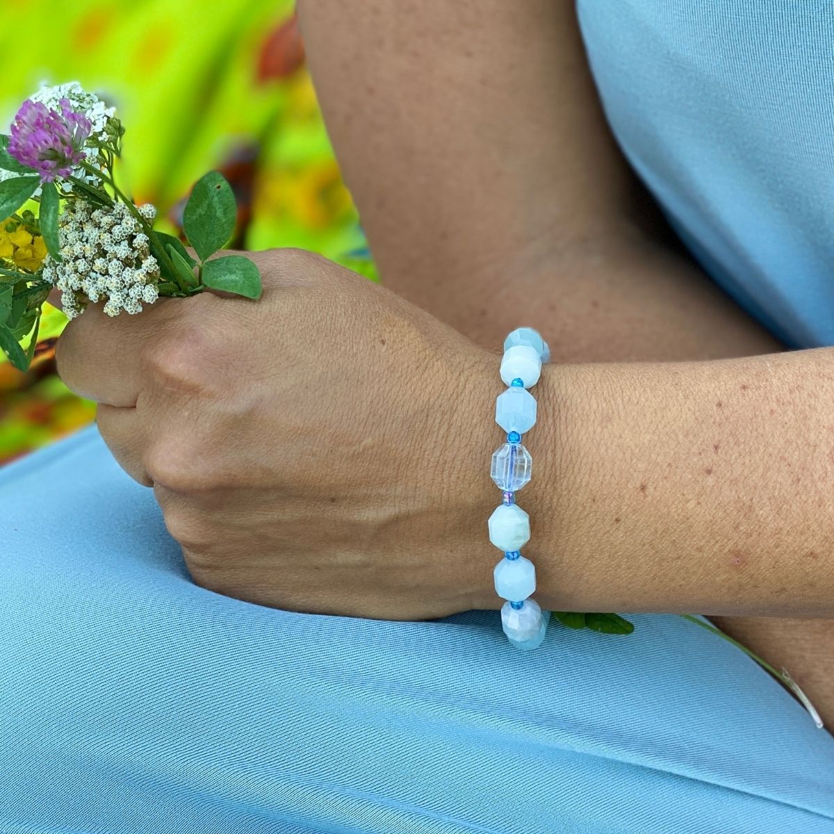Gift Set for Ocean Lovers: Amazonite Necklace and Aquamarine Bracelet