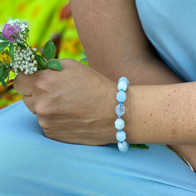 Gift Set for Ocean Lovers: Amazonite Necklace and Aquamarine Bracelet