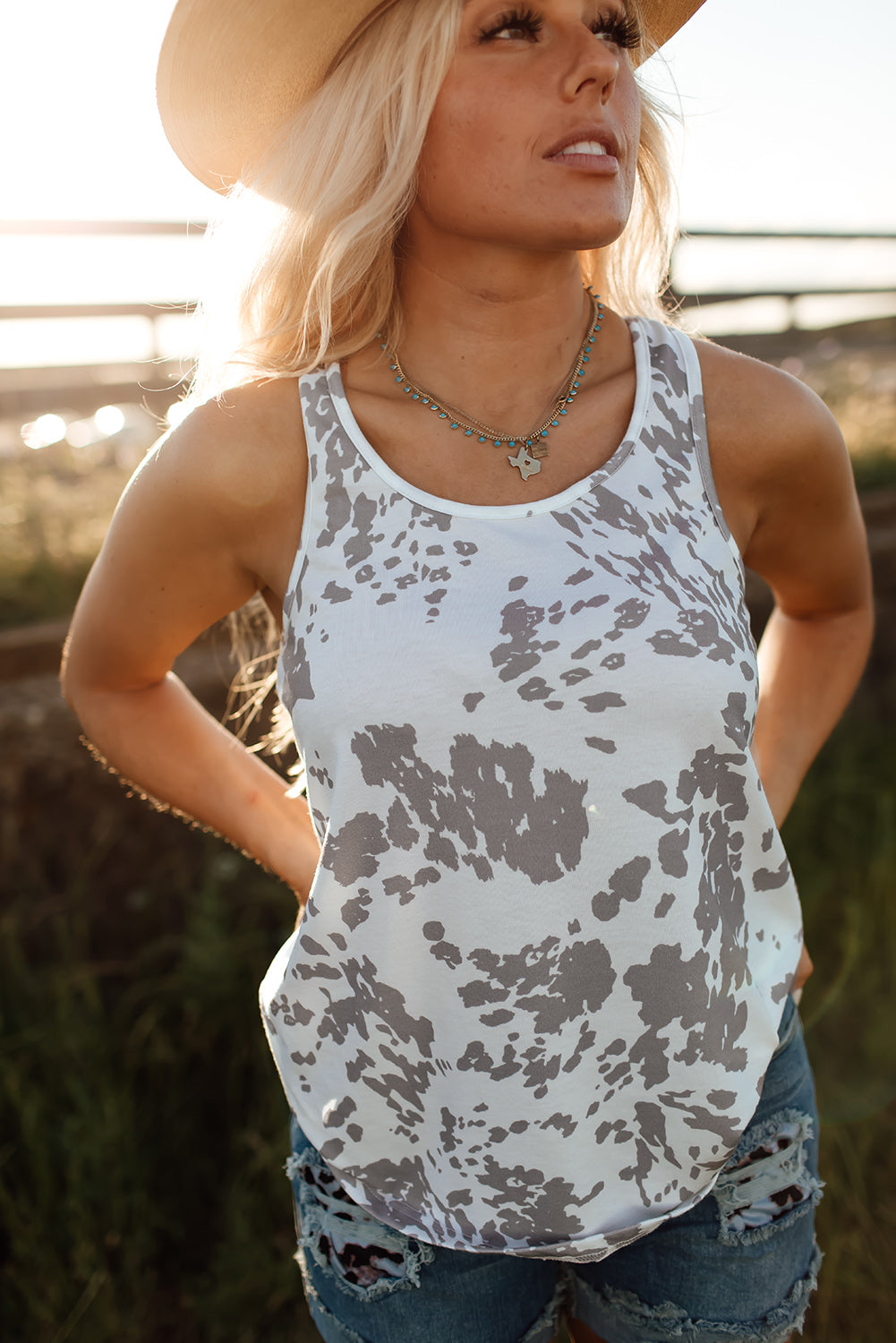 Printed Racerback Tank Top