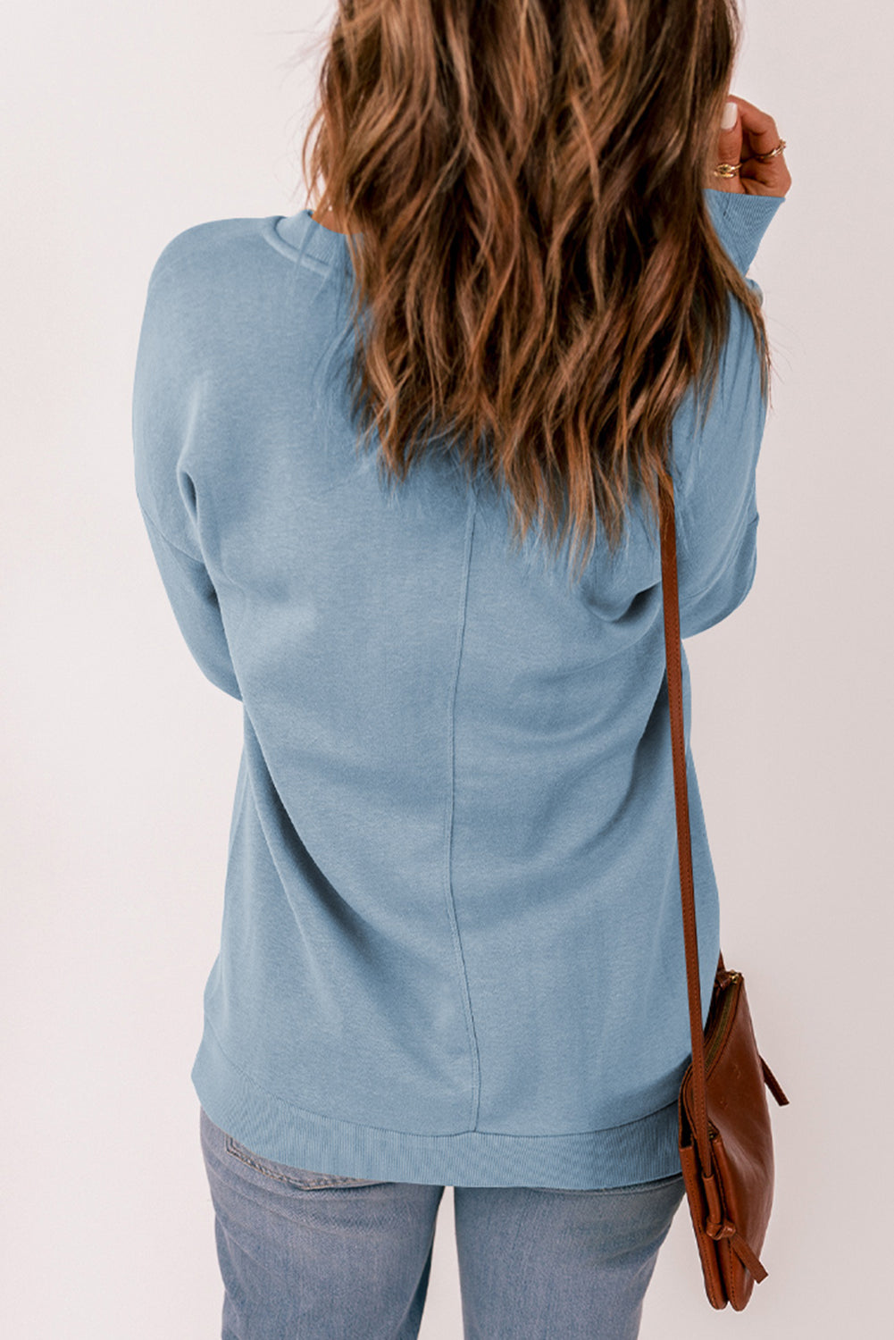 V-Neck Dropped Shoulder Sweatshirt