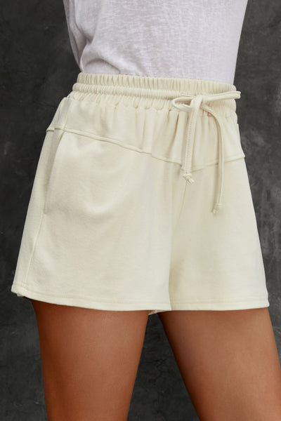 High Waist Drawstring Shorts with Pockets