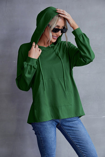 Box Pleated Drawstring Hoodie