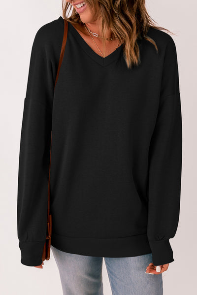 V-Neck Dropped Shoulder Sweatshirt