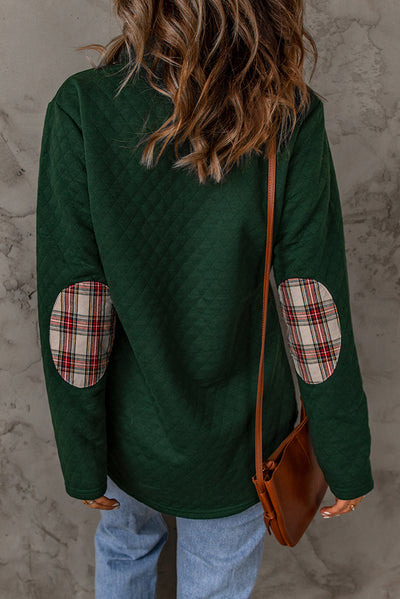 Plaid Snap Down Sweatshirt