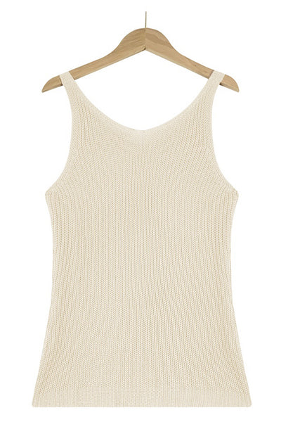 Sleeveless V-Neck Ribbed Top