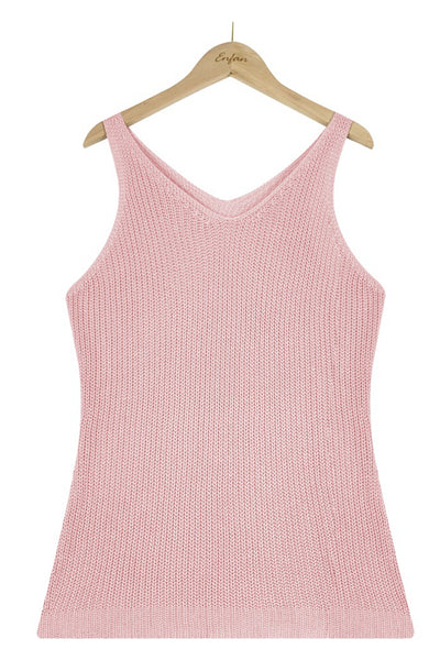 Sleeveless V-Neck Ribbed Top