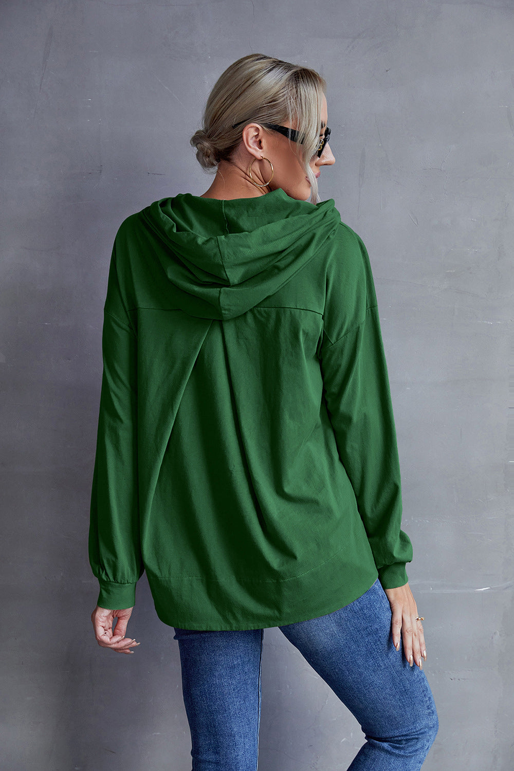 Box Pleated Drawstring Hoodie