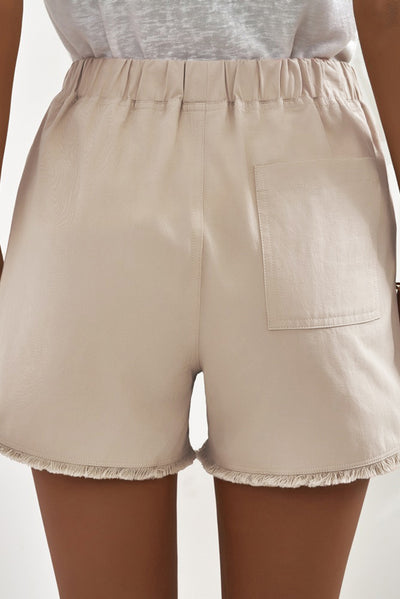 Raw Hem Pocketed Drawstring Shorts