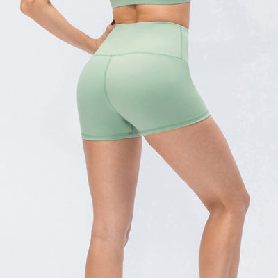 Exposed Seam High Waist Yoga Shorts