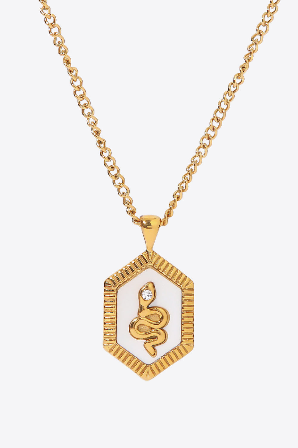 18K Gold Plated Snake Geometric Pendant Necklace