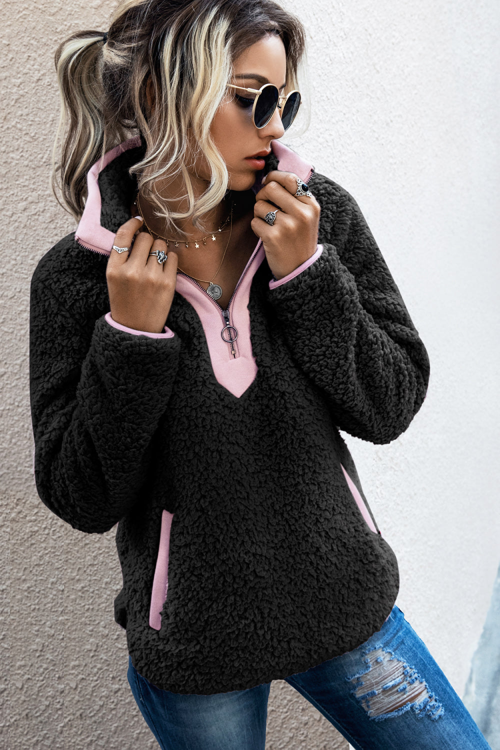 Quarter Zip Teddy Pullover