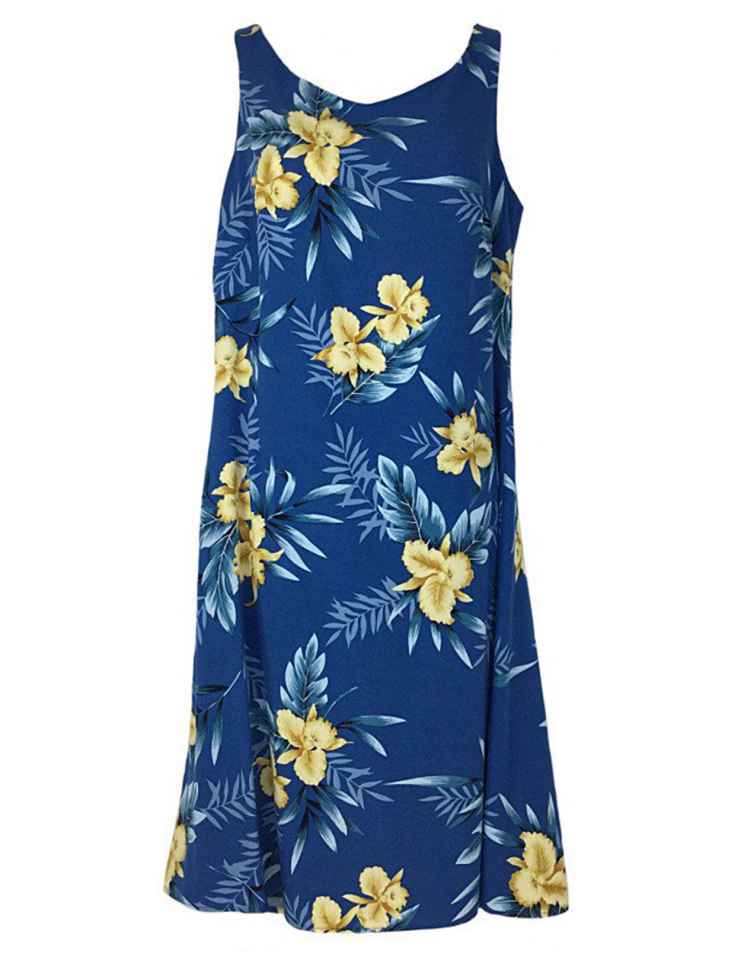 Okalani Short Blue Hawaiian Dress