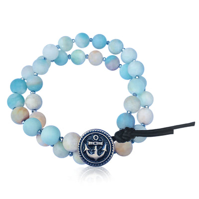 Amazonite Wrap Bracelet with Anchor to Help Keep a Clear Mind - Combo with a Magical Seahorse