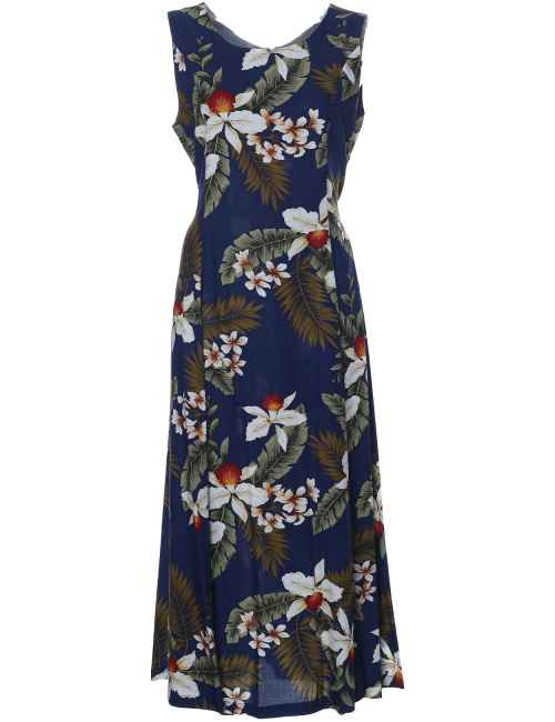 Hanapepe Long Hawaiian Dress Tie-Back