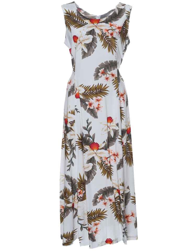 Long Hawaiian Dress Hanapepe White