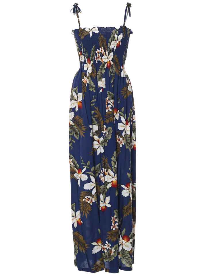 Maxi Long Smock Floral Hawaiian Dress Hanapepe