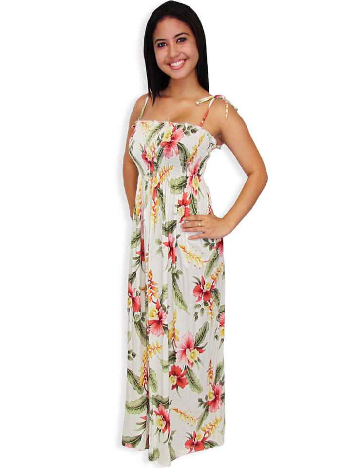 Long Smock Hawaiian Dress Orchid Pua