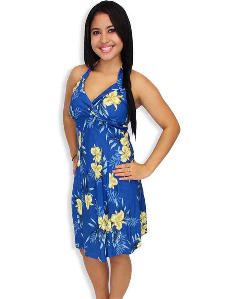 Short Halter Hawaiian Okalani Fashion Dress