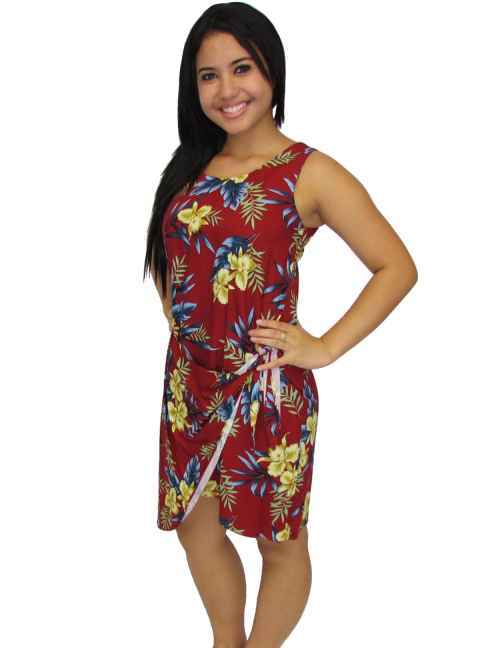 Short Sarong Okalani Rayon Red Dress