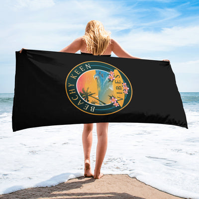 Beachy Keen Vibes Beach Towel - Black