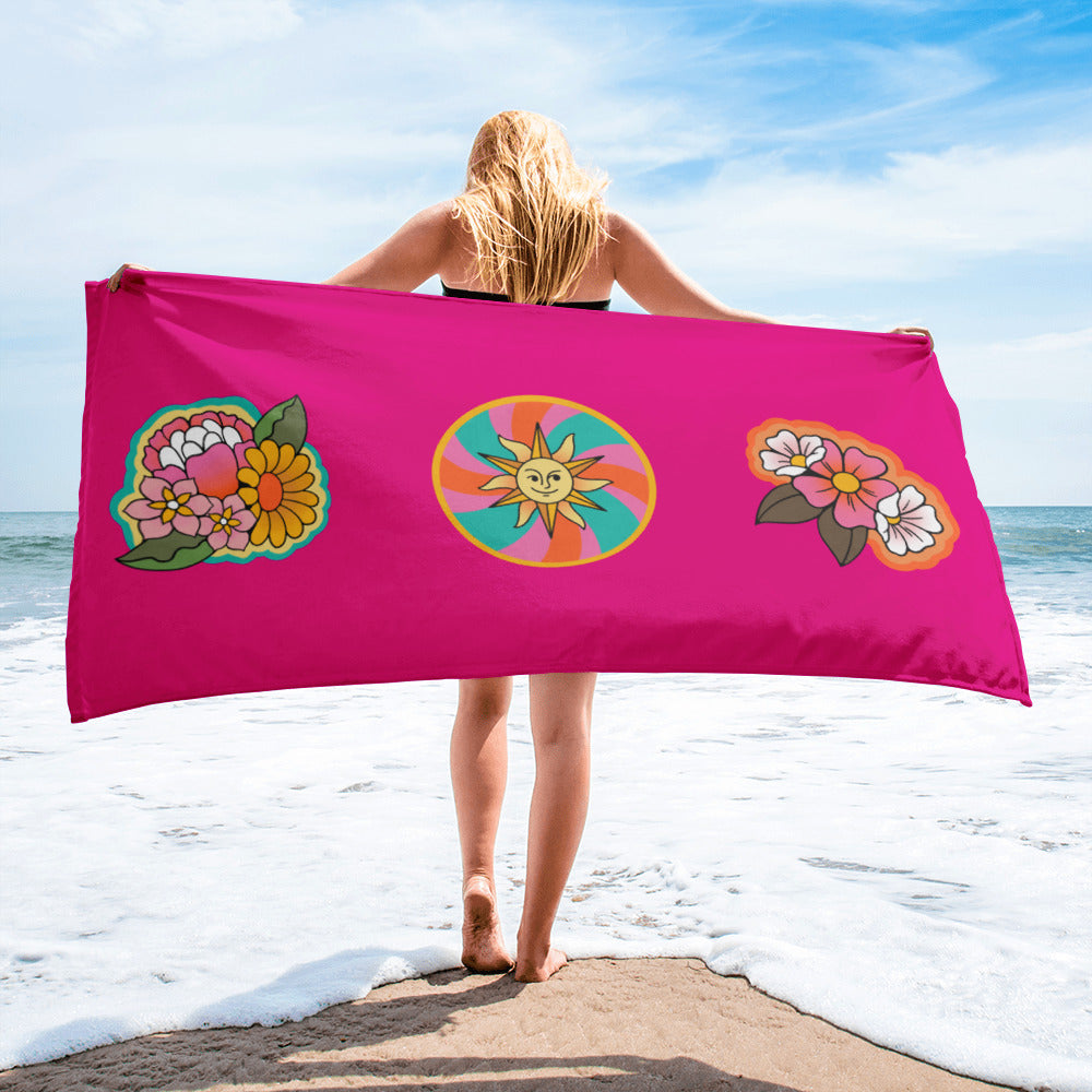 70's Vibe Sun Beach Towel - Violet Red