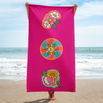 70's Vibe Sun Beach Towel - Violet Red