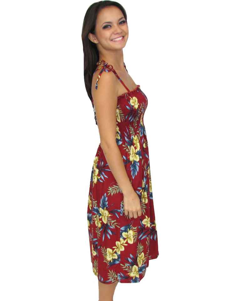Hawaiian Dress Smock Top Okalani Red