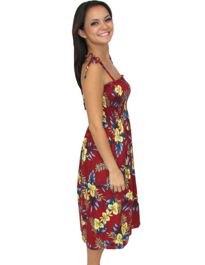 Hawaiian Dress Smock Top Okalani Red