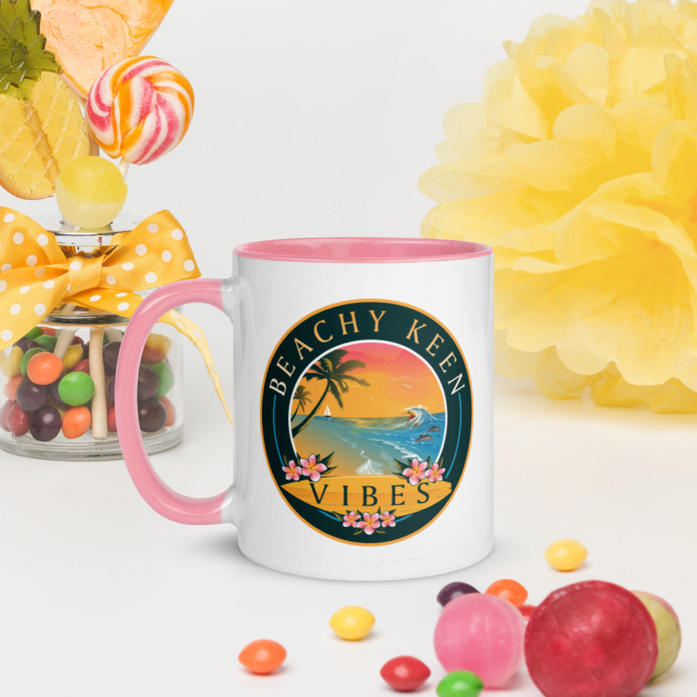 Beachy Keen Vibes Mug with Color Inside